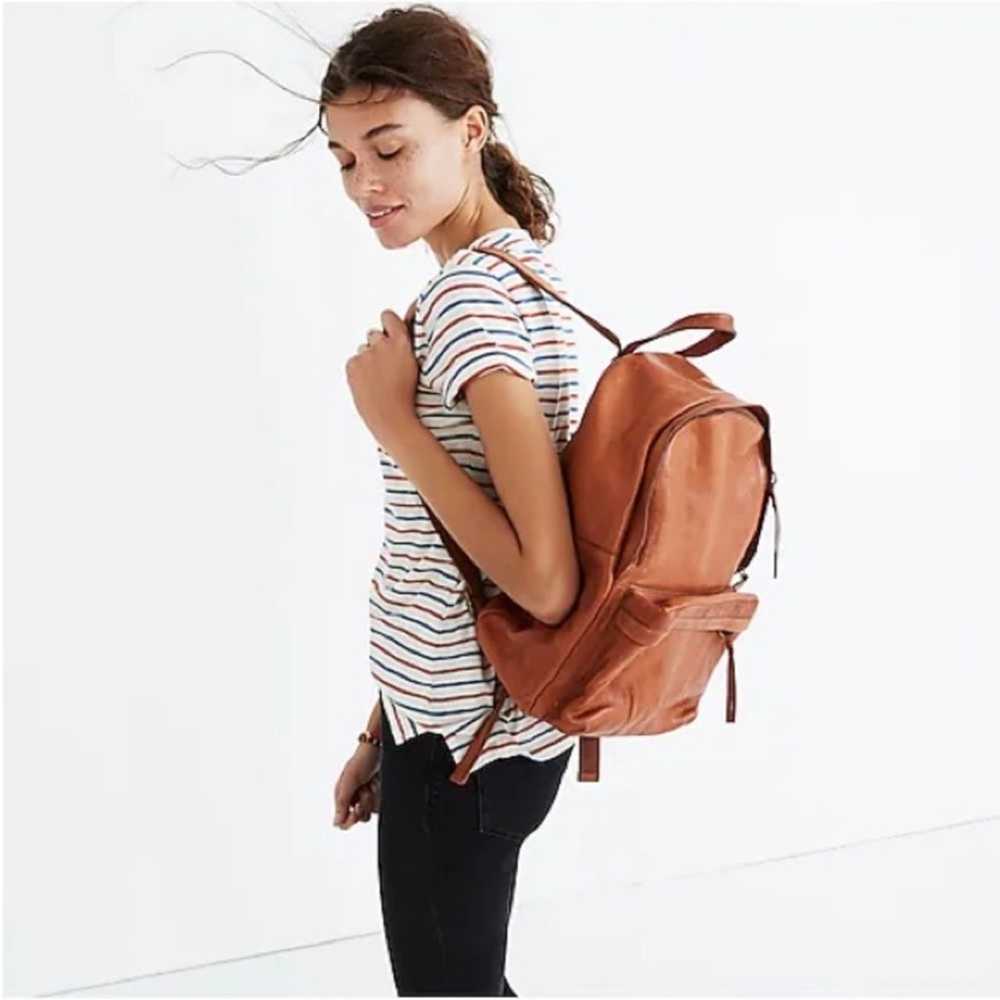 Madewell Leather Backpack in Warm Cognac Brown
